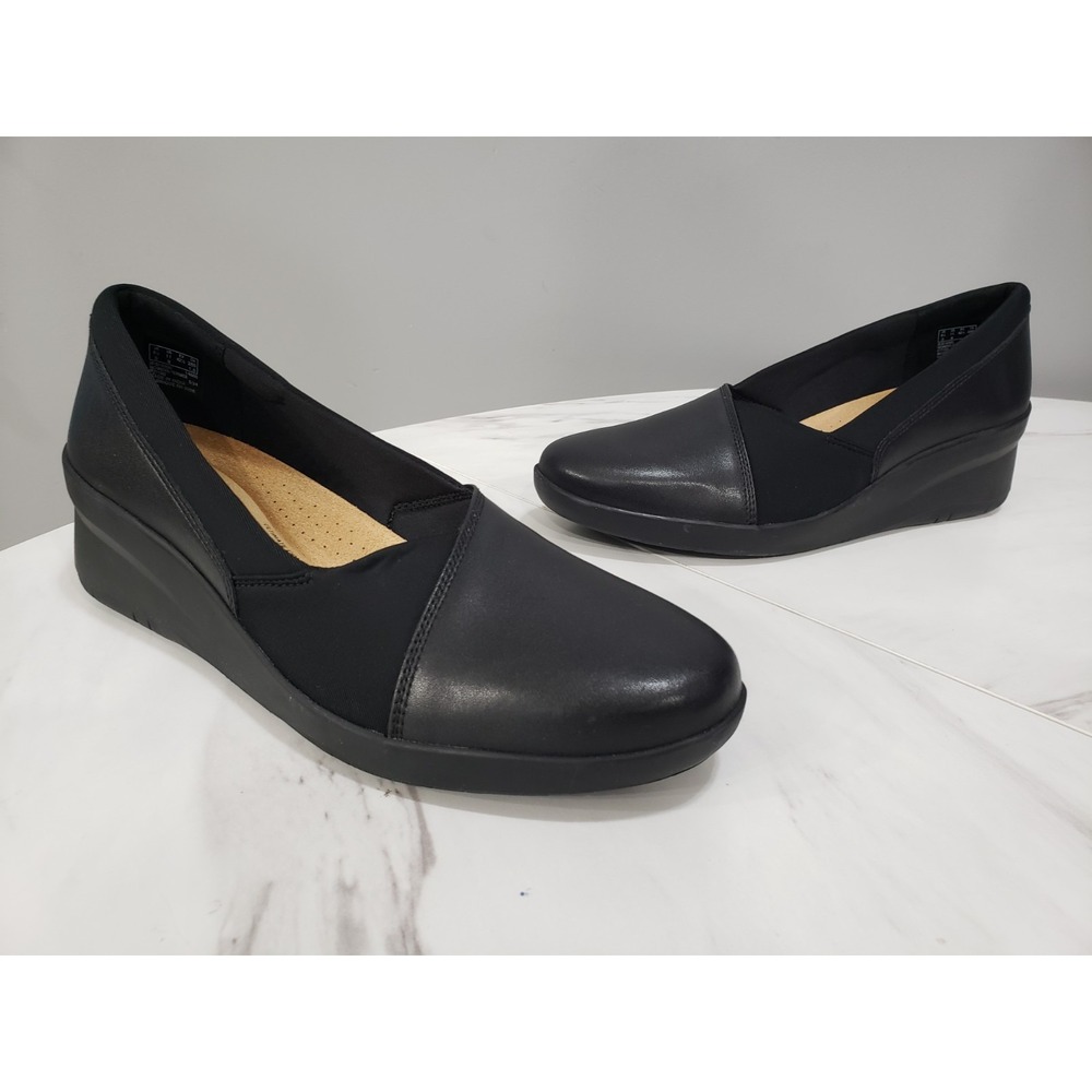 NEW WITHOUT BOX - Size 11 - Clarks Suttyn Walk Women Slip On Black Loafter Wedge